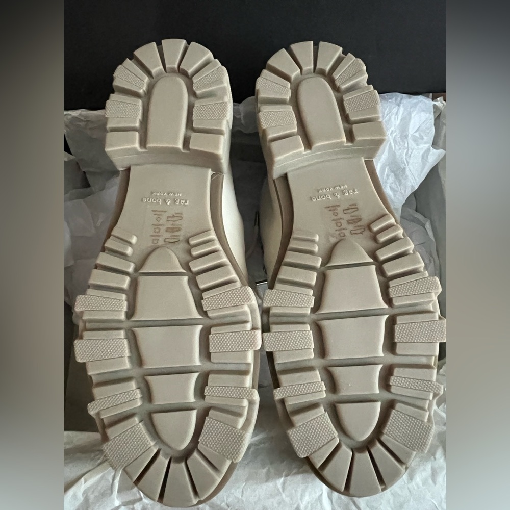 Rag & Bone Shiloh Hiking Booties Boots 9 39 NWT Lace up Cream Leather Box Lug - Picture 5 of 15